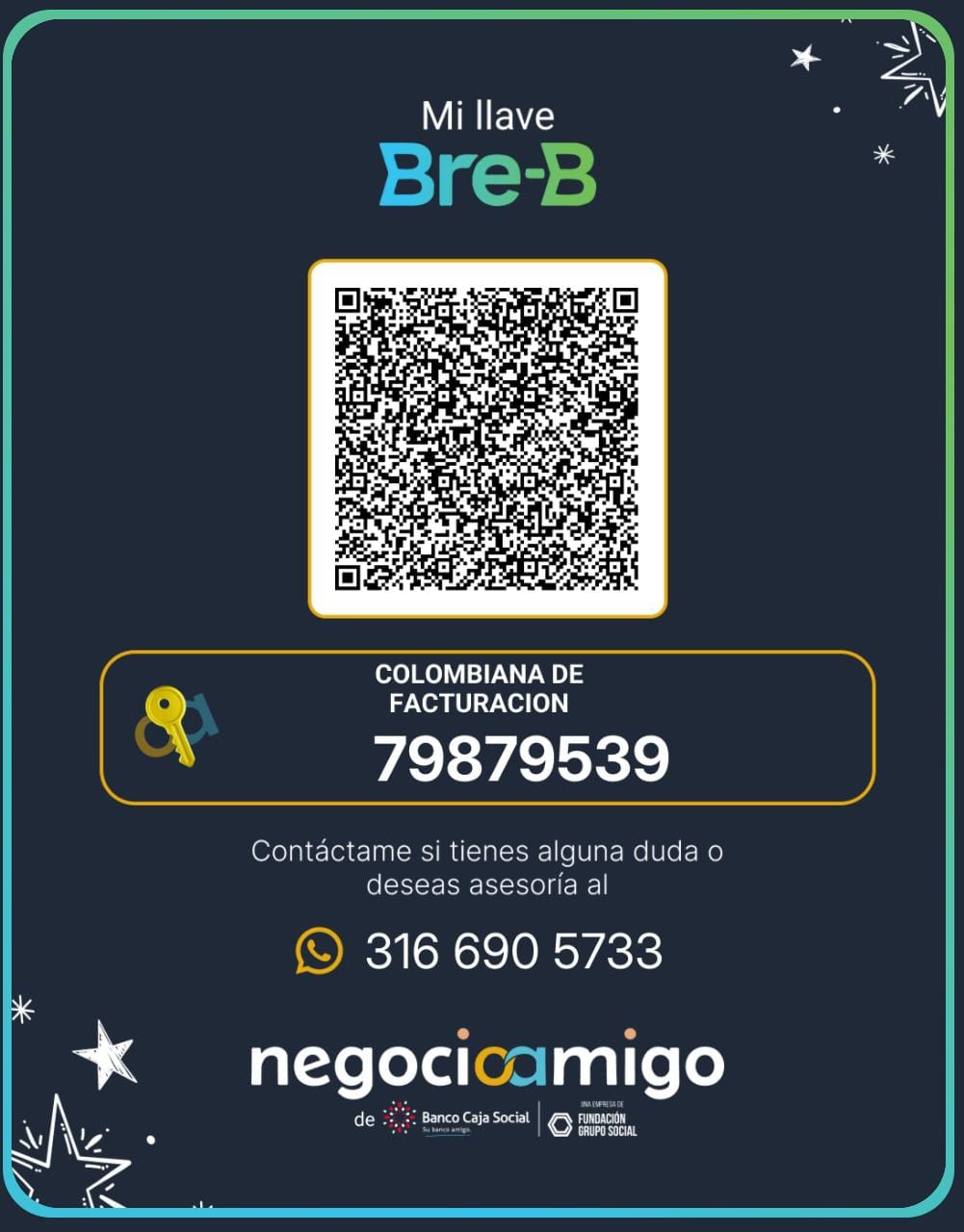 Código QR Bre-B de Colombiana de Facturación con llave 79879539